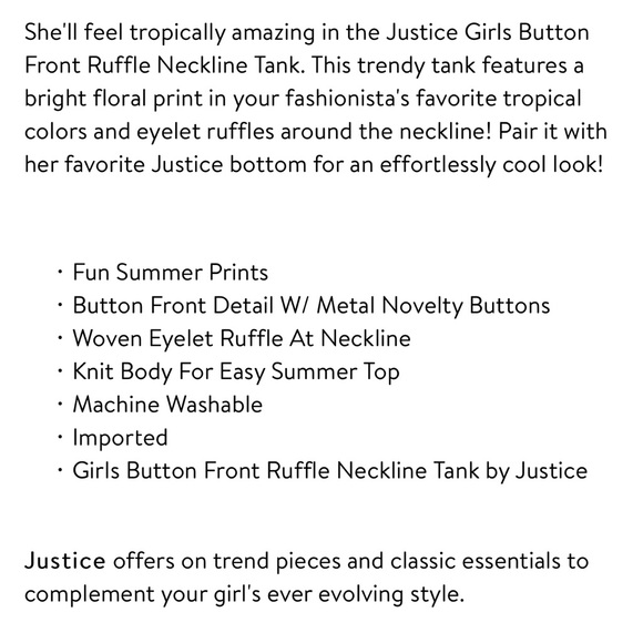 Justice top New with tags sleeveless floral scalloped eyelet collar NWTw… - Picture 4 of 4